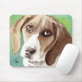 watercolor Beagle-portret Muismat (Met muis)