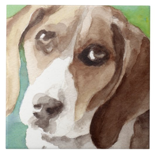 watercolor Beagle-portret Tegeltje (Voorkant)