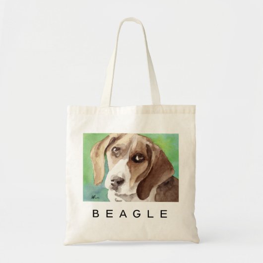 watercolor Beagle Portret Tote Bag (Voorkant)