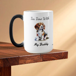Watercolor Beagle Puppy Brown Personalize Magische Mok