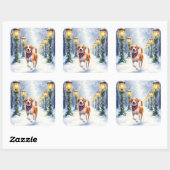 Watercolor Beagle Snowy Park Christmas Holiday Vierkante Sticker (Vel)