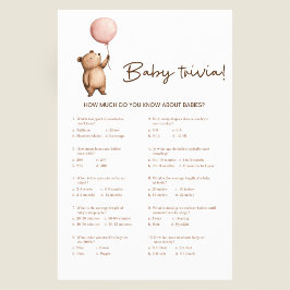 Watercolor Bear Baby Trivia Game Flyer