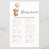 Watercolor Bear Baby Trivia Game  Flyer (Voorkant)