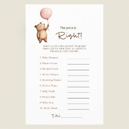 Watercolor Bear Balloon Baby Shower Price is Right Flyer