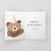 Watercolor Bear Birthday Greeting Kaart (Binnen)