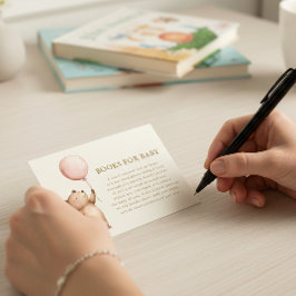 Watercolor Bear Books for Baby Request Card Informatiekaartje
