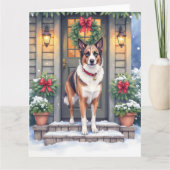 Watercolor Beauceron Rustic Porch Christmas Kaart (Voorkant)