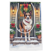 Watercolor Beauceron Rustic Porch Christmas Medium Cadeauzakje (Voorkant)