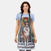 Watercolor Beauceron Rustic Porch Christmas Schort (Gedragen)