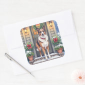 Watercolor Beauceron Rustic Porch Christmas Vierkante Sticker (Envelop)