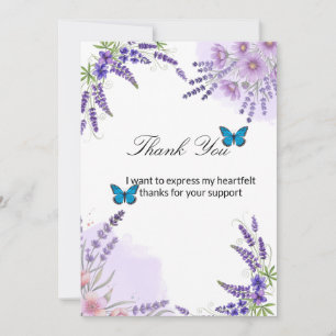 Watercolor Bedankkaart Paarse Bloemen Lavendel