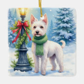 Watercolor Bedlington Terrier Lamppost Christmas Keramisch Ornament (Voorkant)