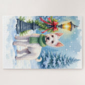 Watercolor Bedlington Terrier Lamppost Christmas Legpuzzel (Horizontaal)
