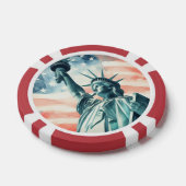 Watercolor beeld van de Vrijheidsbeeld met Amerika Poker Chips (Enkel)
