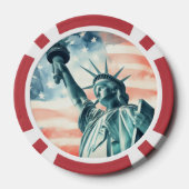 Watercolor beeld van de Vrijheidsbeeld met Amerika Poker Chips (Achterkant)
