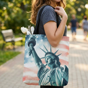 Watercolor beeld van de Vrijheidsstatue met Amerik Tote Bag