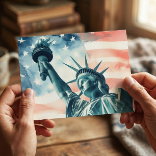 Watercolor beeld van de Vrijheidsstatue met de Ame Briefkaart