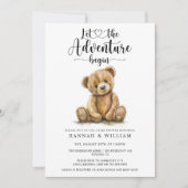 Watercolor Beer Avontuur Begint Baby Shower Kaart (Voorkant)