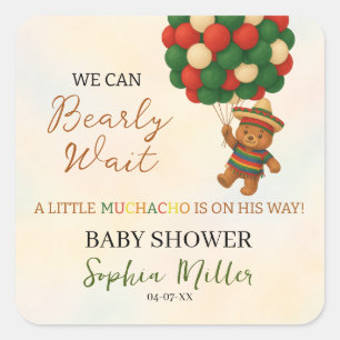 Watercolor Beer Baby Shower Mexicaans Feest Vierkante Sticker