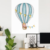 Watercolor Beer Heet Luchtballon Feestelijke Jonge Poster (Thuiskantoor)
