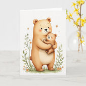Watercolor Beer Knuffelkaart Kaart (Gele Bloem)