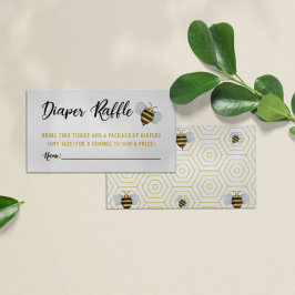 Watercolor Bee's Diaper Raffle Tickets Informatiekaartje