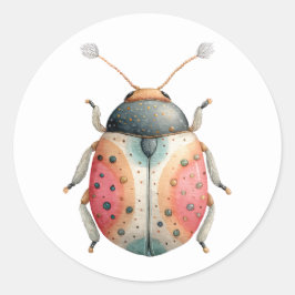 Watercolor Beetle Bug Illustration Cute Insect   Ronde Sticker