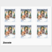 Watercolor Belgian Laekenois Farmhouse Christmas Vierkante Sticker (Vel)