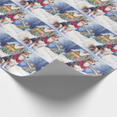 Watercolor Belgian Sheepdog Winter Christmas Cadeaupapier (Hoek)