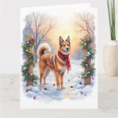Watercolor Belgian Tervuren Garland Christmas Kaart (Voorkant)