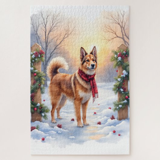 Watercolor Belgian Tervuren Garland Christmas Legpuzzel (Verticaal)
