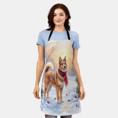 Watercolor Belgian Tervuren Garland Christmas Schort (Gedragen)