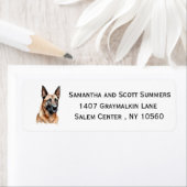 Watercolor Belgische Malinois hond Etiket (Insitu)