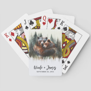 Watercolor beren & bomen landelijke wildernis  pokerkaarten