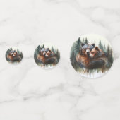Watercolor Beren Rustieke Wildernis Bruiloft Confetti (Voorkanten)
