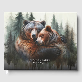 Watercolor Beren Rustieke Wildernis Bruiloft Gastenboek