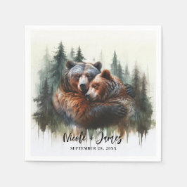 Watercolor Beren Rustieke Wildernis Bruiloft Servet
