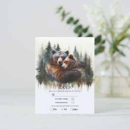 Watercolor-beren Rustieke Wildernis RSVP Kaart
