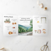 Watercolor Berg Bruiloft Tri-Fold Uitnodiging (Binnen)