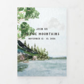 Watercolor Berg Bruiloft Tri-Fold Uitnodiging (Cover)