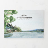Watercolor Berg Bruiloft Tri-Fold Uitnodiging (Cover)