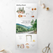 Watercolor Berg Bruiloft Tri-Fold Uitnodiging (Binnen)