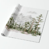 Watercolor Berg en Bos Cadeaupapier (Uitgerold)