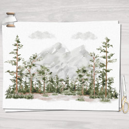 Watercolor Berg en Bos Tissuepapier