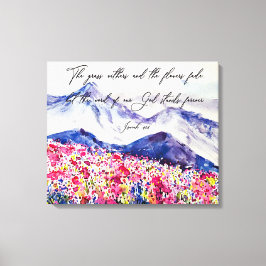 Watercolor Berg Geloofs Citaat Canvas Afdruk