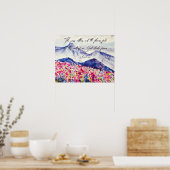 Watercolor Berg Geloofsquote Poster (Keuken)