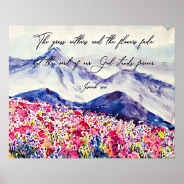 Watercolor Berg Geloofsquote Poster