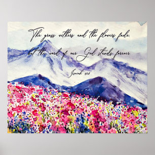 Watercolor Berg Geloofsquote Poster