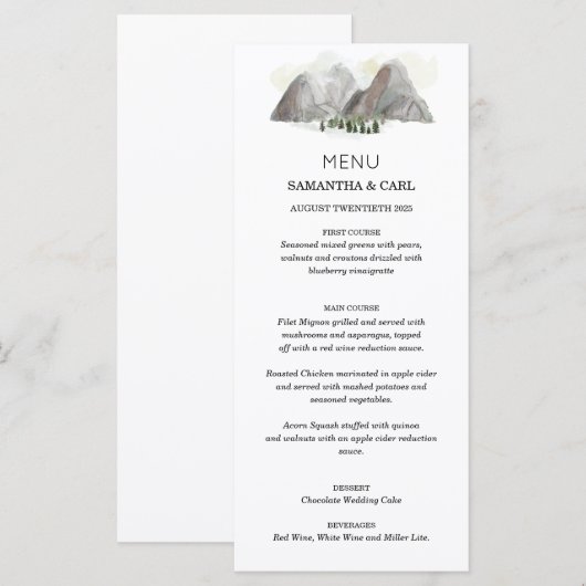 Watercolor berg menu (Voorkant / Achterkant)