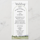 Watercolor Berg Wilde Bloem Salie Groen Boho Programmakaart (Voorkant)